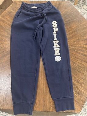 Judith March Custom Navy Blue Volleyball "SPIKE" Varsity Patch Joggers